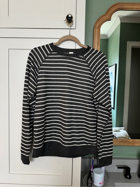 Marine Layer Sweaters - Marine Layer Black & White Striped Crewneck Sweater